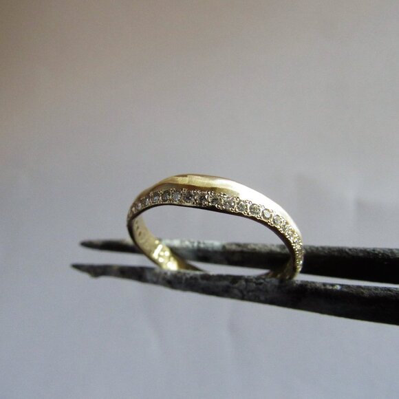 Engagement ring. 14K solid Yellow gold ring with 0.25ct Diamonds. Unique - Picture 5 of 17